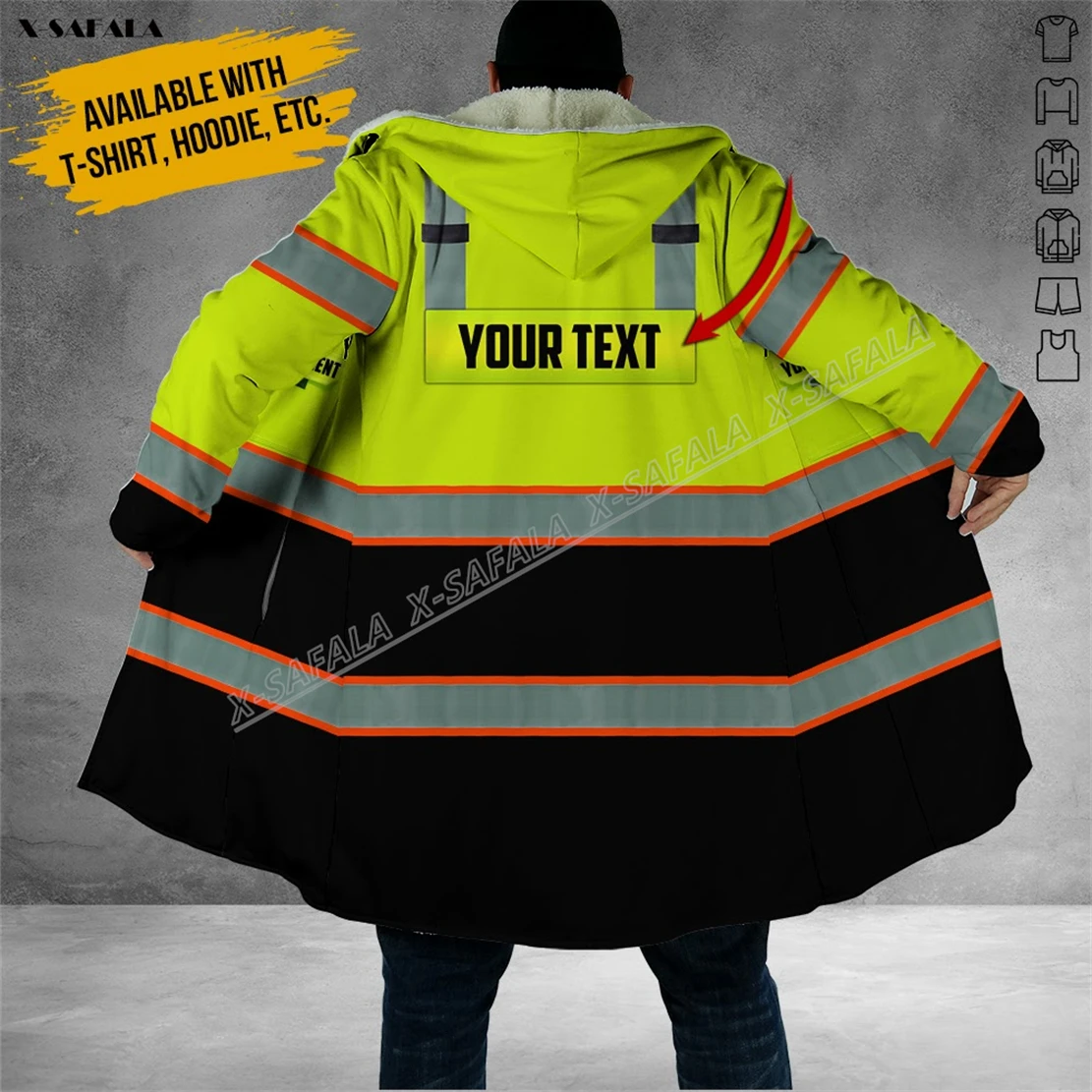 Truck Operator Worker Uniform Cosplay Workwear 3D Printed Hoodie Long Hooded Blanket Cloak Quilted Winter Warm  Cashmere Fleece