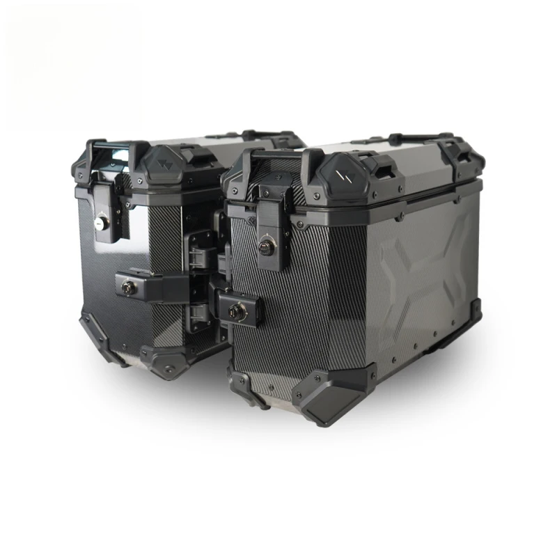 High Quality 36L-X Carbon Fiber Pattern Straight Edge Water Transfer Box for Motorcycles Black Lock & Black Lift-Off Tail Boxes