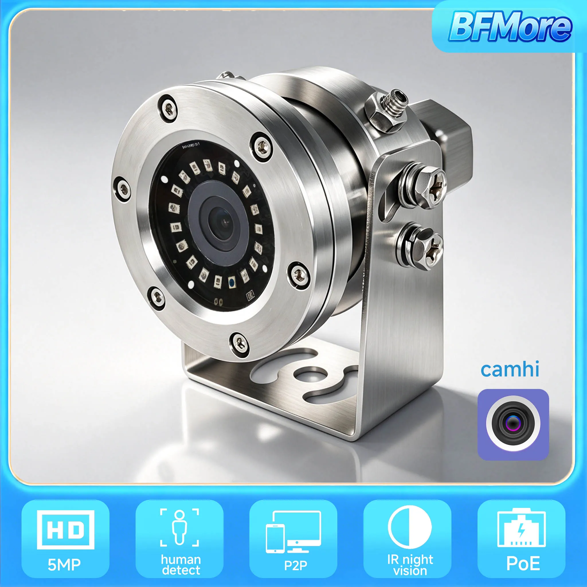 BFMore IMX335 POE/WiFi 5MP 2MP Explosion Proof 304 Stainless IP камера with IR Night Vision Heating Resistance P2P Camhi