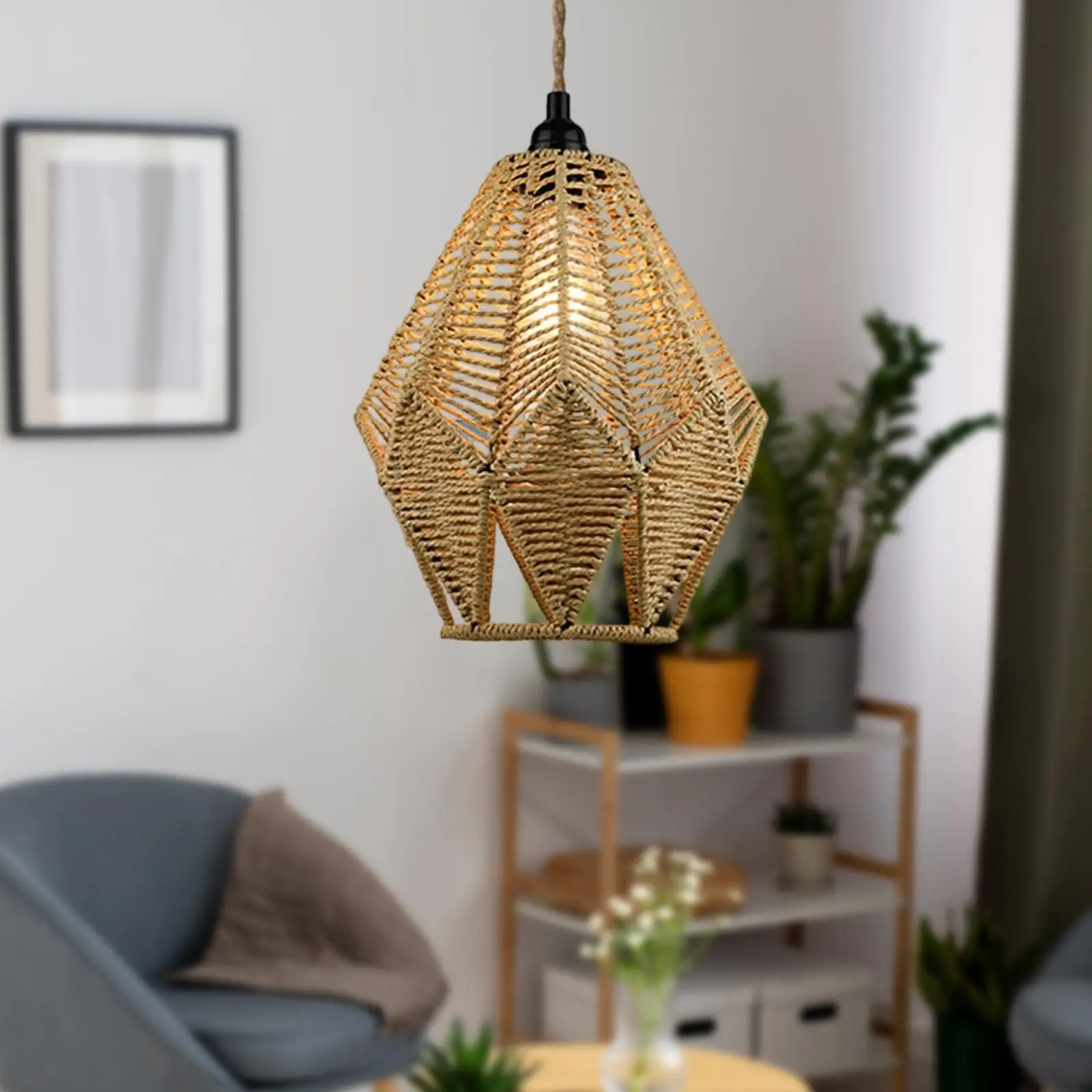 

Абажур из бумажной веревки ручной работы, абажур для потолочных светильников, подвесной светильник в стиле бохо, светильник для дома, ресторана, гостиной