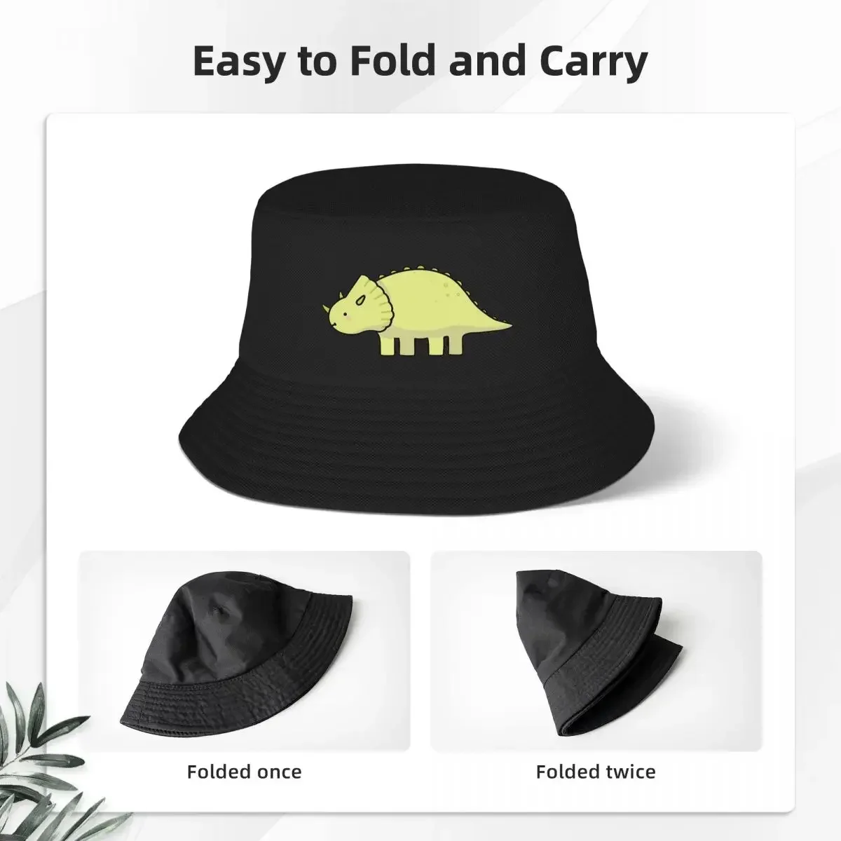 Little Dino Triceratops Dinosaur Illustration Bucket Hats Panama For Man Woman Bob Hats Fisherman Hats Summer Beach Fishing Caps