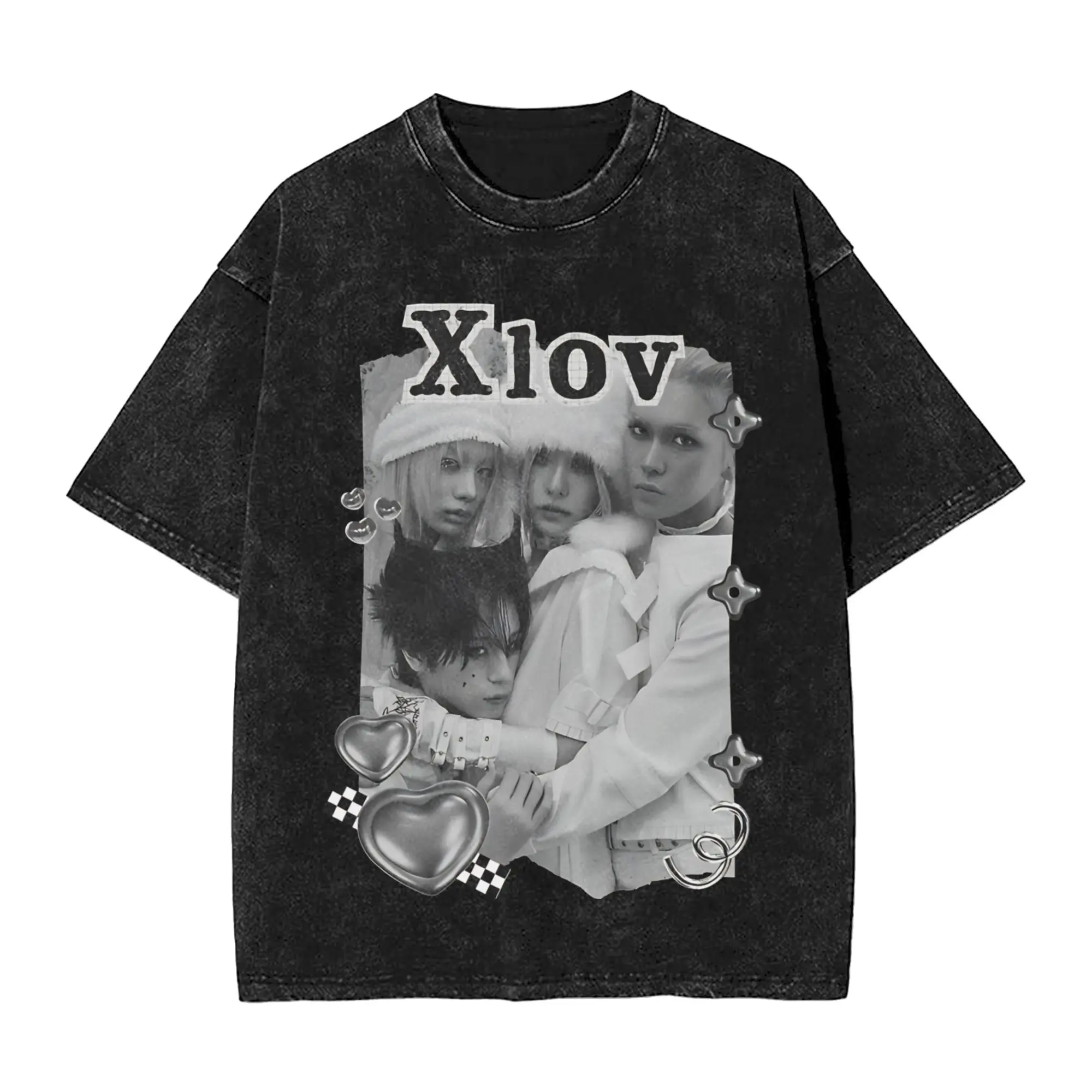  XLOV UXLXVE Members Accessories Washed T Shirt Men Women Streetwear Hip Hop T-Shirts Summer  Tees Tops Cotton