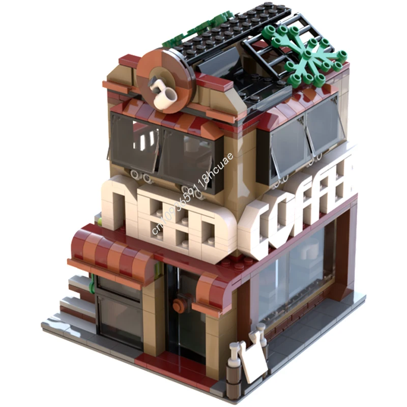 

551pcs MOC The "NEED COFFEE" Cafe Red Scheme Modular Buildings Building Blocks Christmas Gift Decompression toys Kids Creative