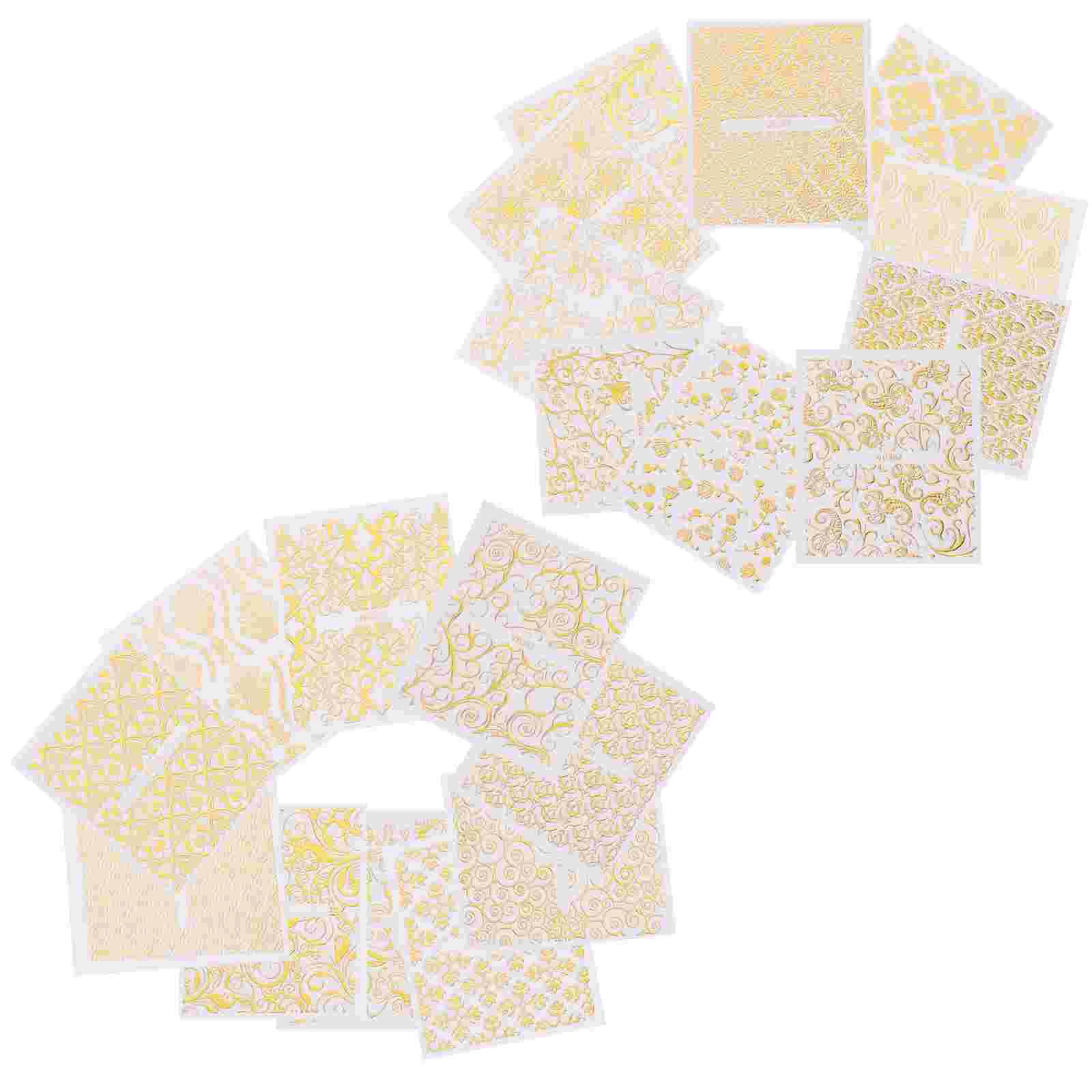 20 Sheets 3D Metal Nail Stickers Golden Decals Nail Tips Sticker Self-adhesive Nail Tips Ethnic Lace Leaves Pattern