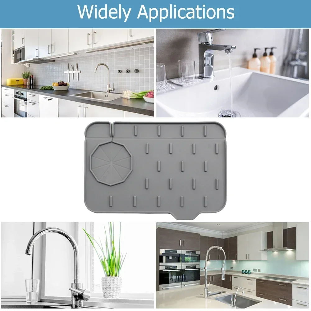 Kitchen Silicone Faucet Mat Absorbent Mat Sink Splash Guard Drain Pad Double Sided Use Bathroom Sink Kitchen Gadget