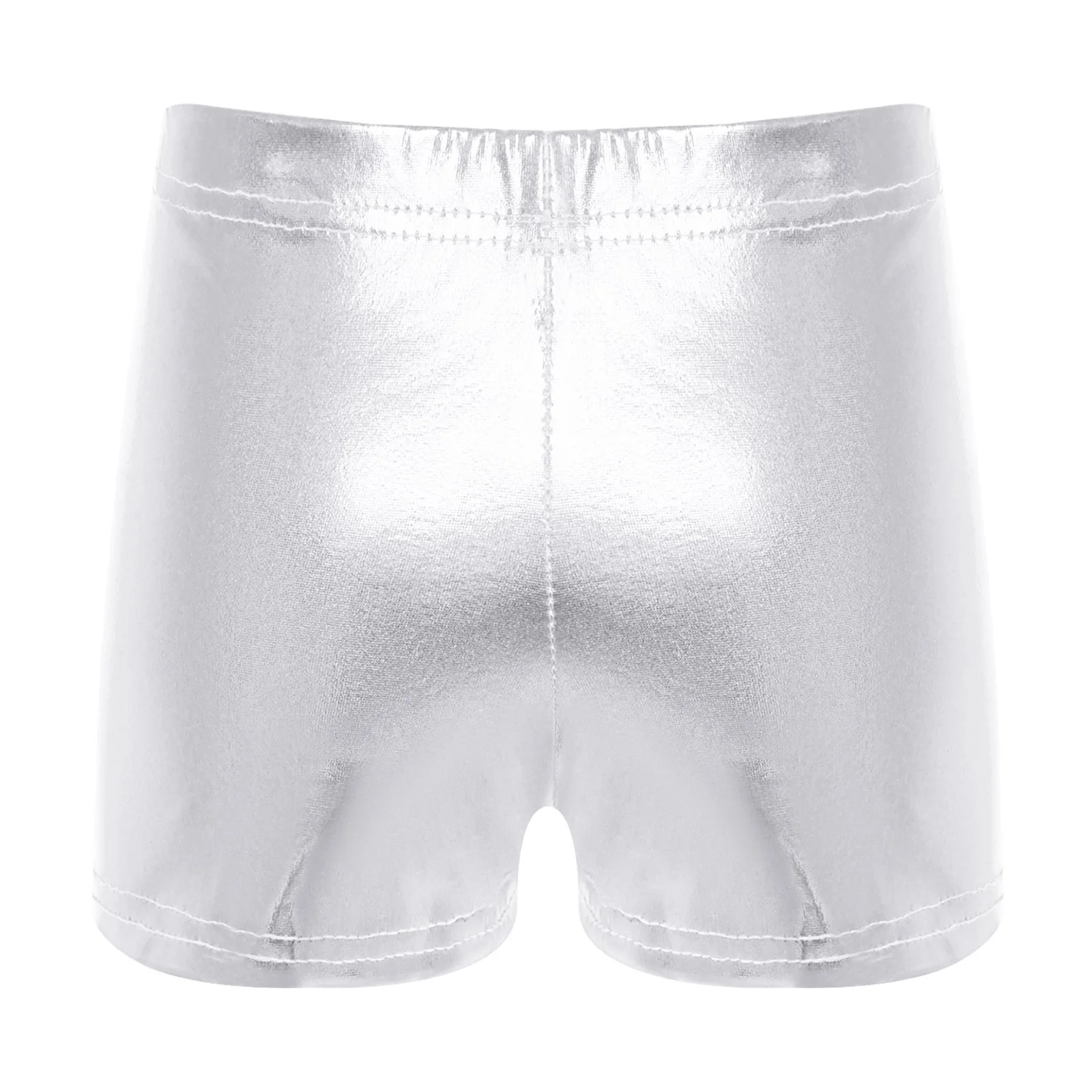Boys Girls Jazz Dance Disco Performance Clothes School Party Metallic Shiny Boxer Shorts Biker Workout Fitness Athletic Costume