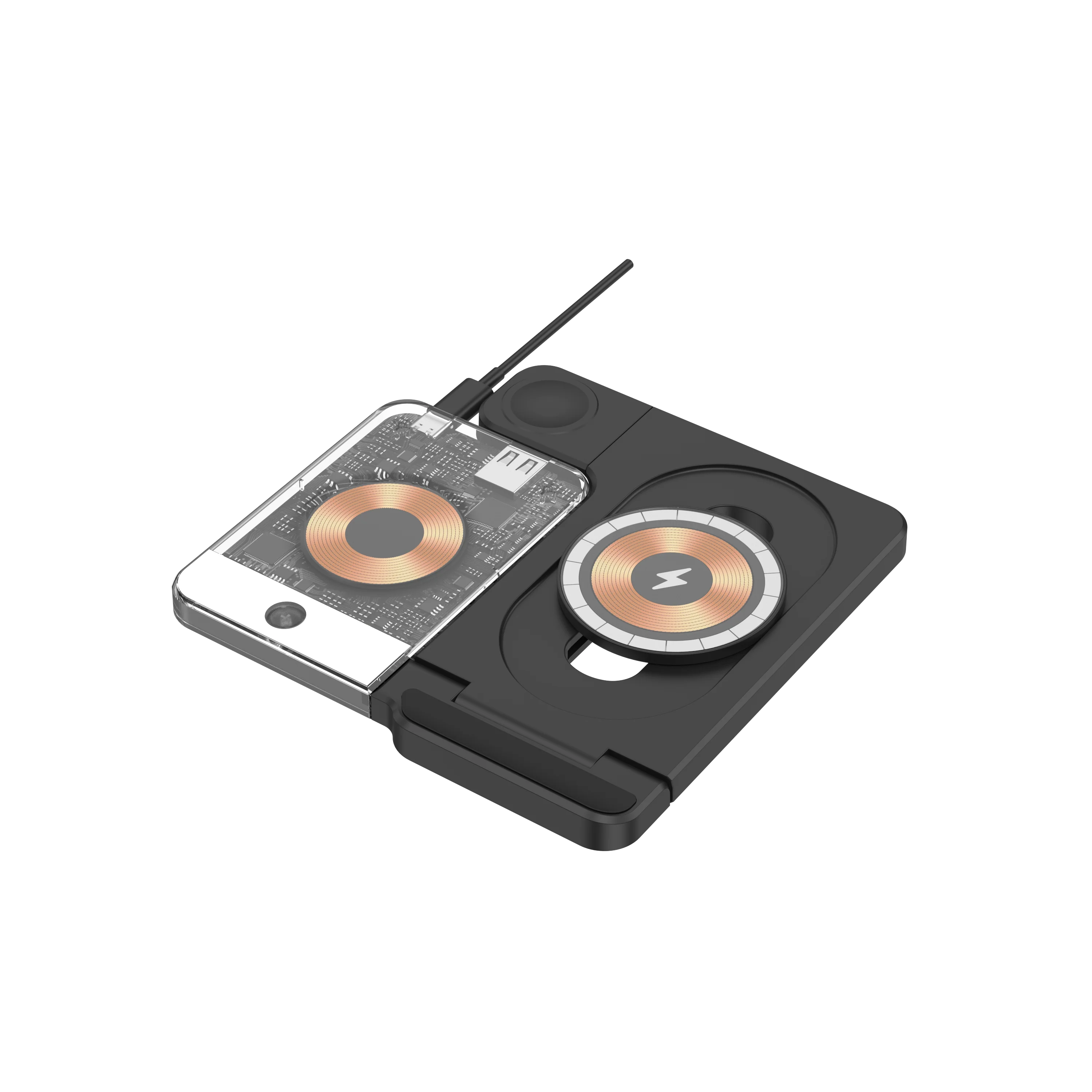 

Быстрое магнитное Беспроводное зарядное устройство 5 в 1 для iPhone 15-12/для Airpods Pro/Для Galaxy watch с ночным освещением