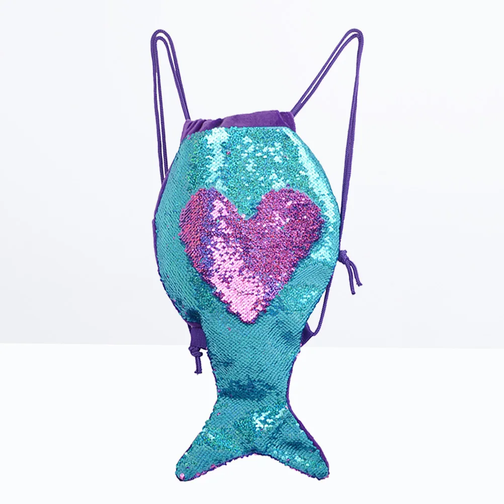 حقيبة ظهر ترتر على شكل ذيل حورية البحر برباط للإغلاق، حقيبة تخزين ذات سعة كبيرة لصالة الألعاب الرياضية واليوجا والسفر ورحلة العمل #6