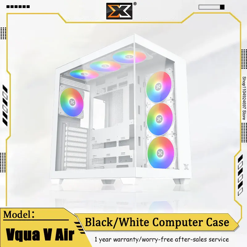 

XIGMATEK Vqua V Air Computer Case Side-Transparent Tempered Glass Desktop Case Support ATX/M-ATX Motherboard Office Gaming Case