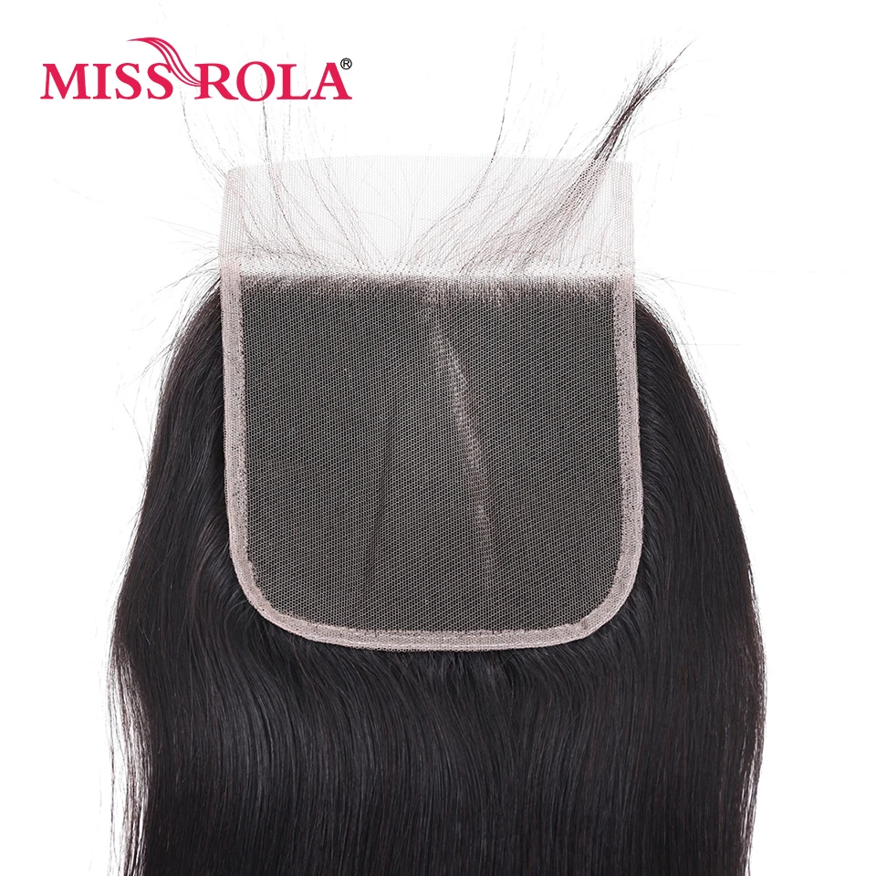 Miss Rola Hair-extensiones de pelo brasileñas con cierre Frontal, accesorio capilar liso de 5x5 y 6x6, cabello 100% humano Remy, color marrón claro