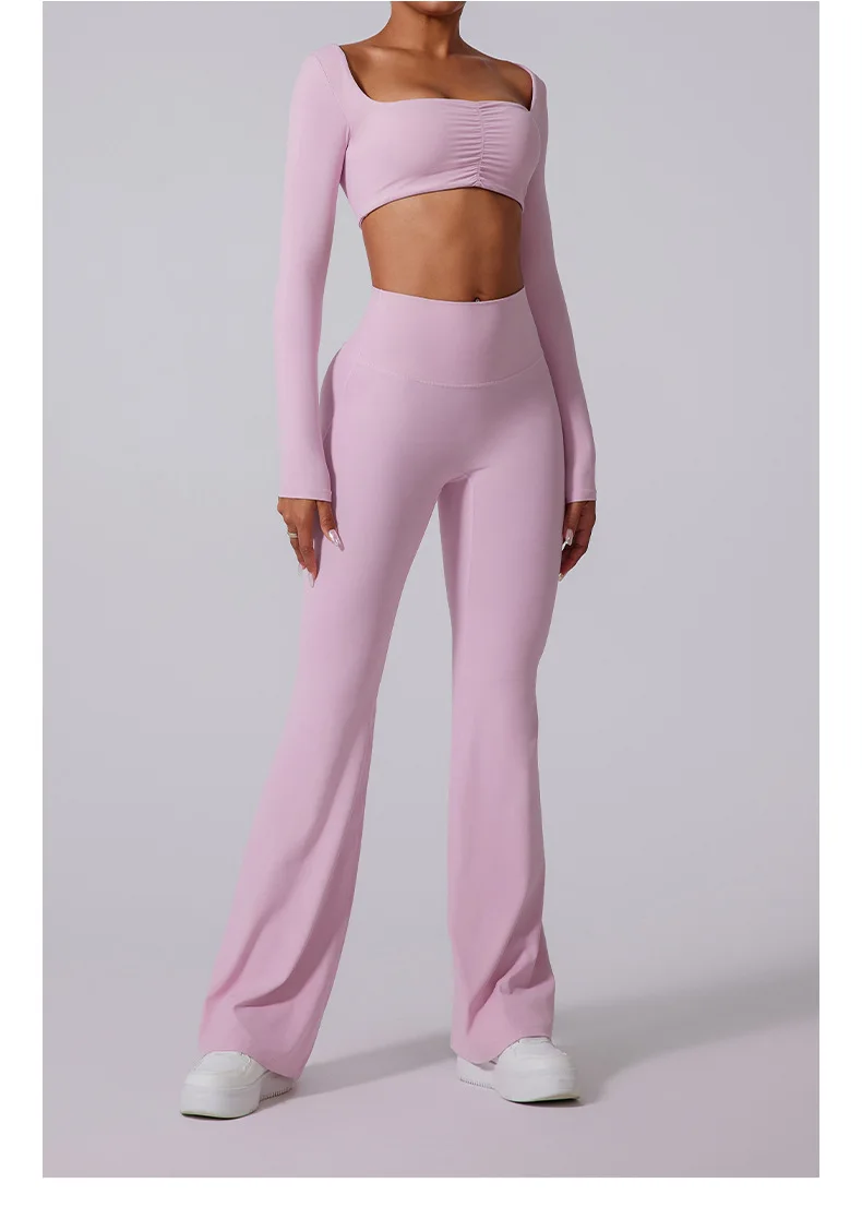 High Waist Sports Leggings Women Gym Yoga Pants Women Fitness Workout Bell Bottom Trousers V Back Scrunch Flared XP15 image 4