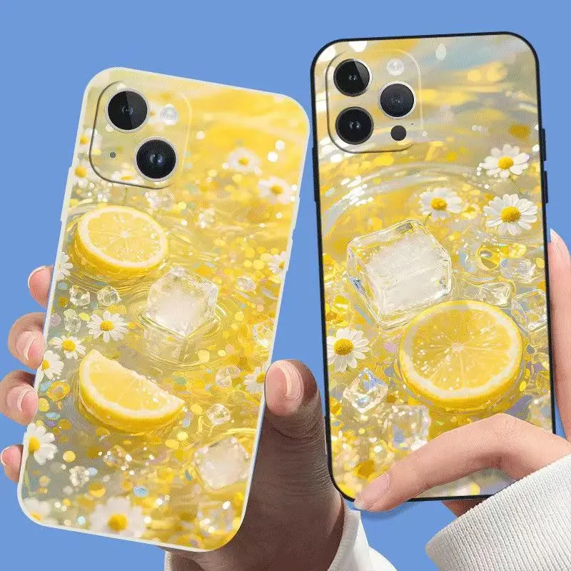 Ins Summer Fresh Iced Lemon Simplicity Fashion Trendy Phone Case For iPhone16 15 14 13 12 11 Pro XS minimalistax 7 8 Plus Cover