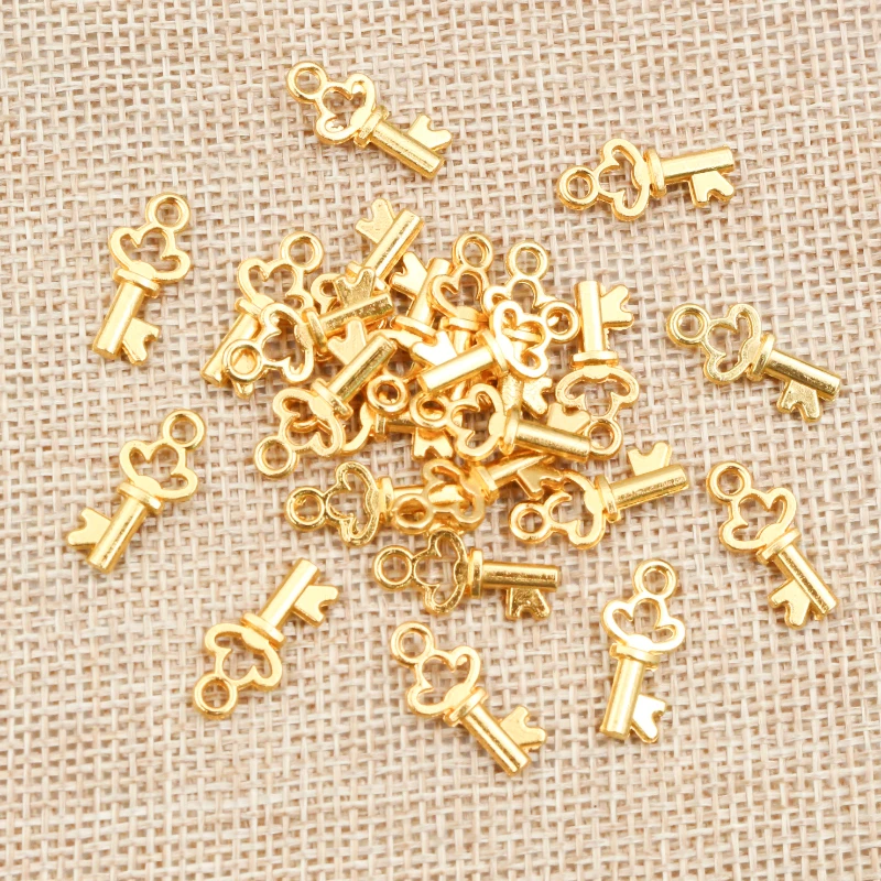 50pcs 17x7mm Antique Bronze Gold Silver Plated Key Handmade Charms Pendant DIY for Bracelet Necklace Jewelry Making