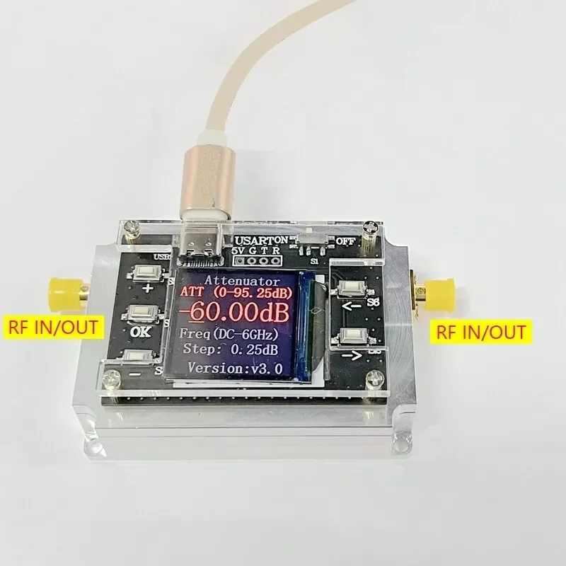 

ATT-6000V3.0 DC-3GHZ 90DB Programmable Attenuator Module Attenuator 1.3" OLED