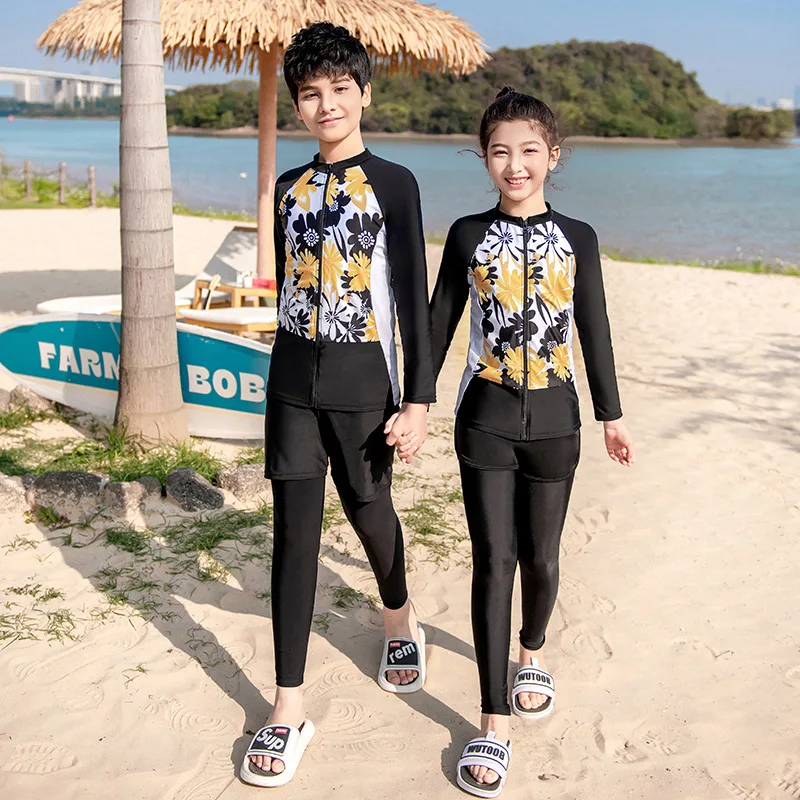 

Girls Boys' Rash Guard Set 3 Piece Sun UV Protective Quick Dry Swim Trunks Long Sleeve Swim Shirt &Pants Bathing Suit Tracksuits