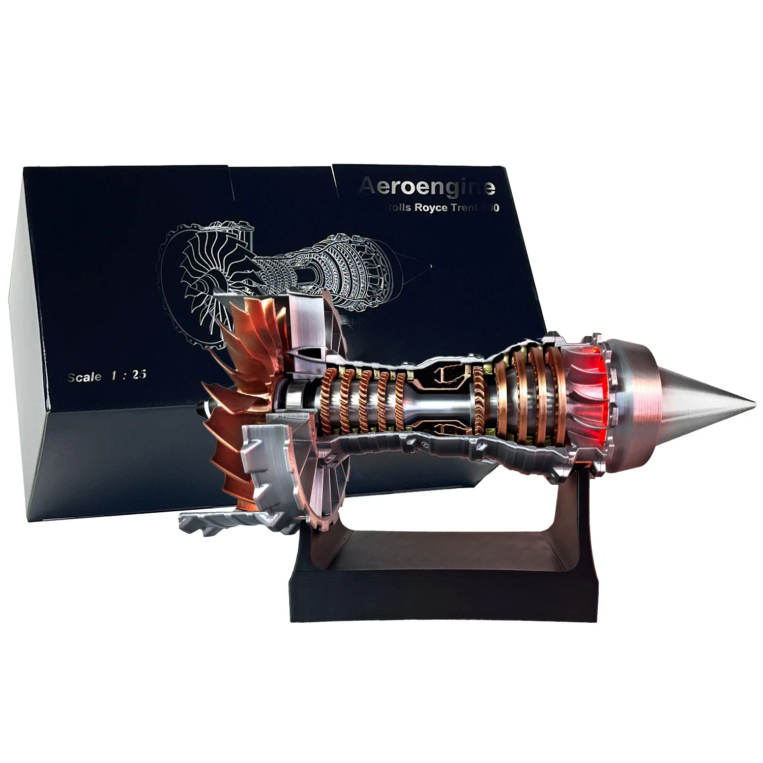 Fai da te Turbofan Jet Engine Model Kit motore per aereo Modello giocattolo con pale rotanti costruibile con luci Giocattolo educativo