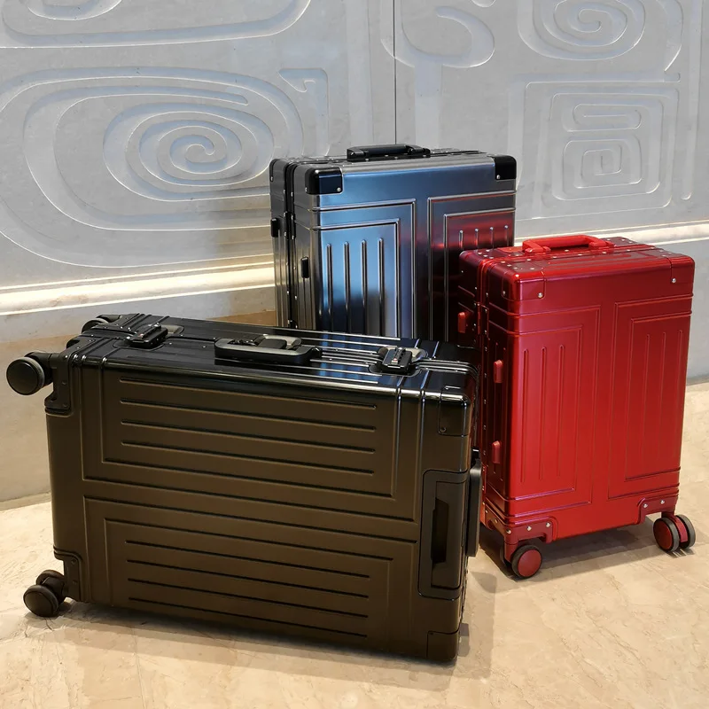 2025 meilleure vente 100% valise de voyage en aluminium dur Trolly Case nouveau bagage en aluminium 20 "24" 26 "29" pouces