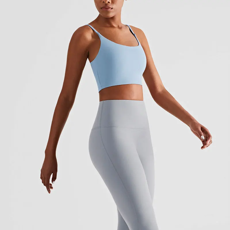 Nuove bretelle in tinta unita Yoga Fitness Vest Naked Feeling Reggiseno sportivo traspirante antiurto sexy Gilet da corsa Reggiseno da palestra per donna 🎽 🏃
