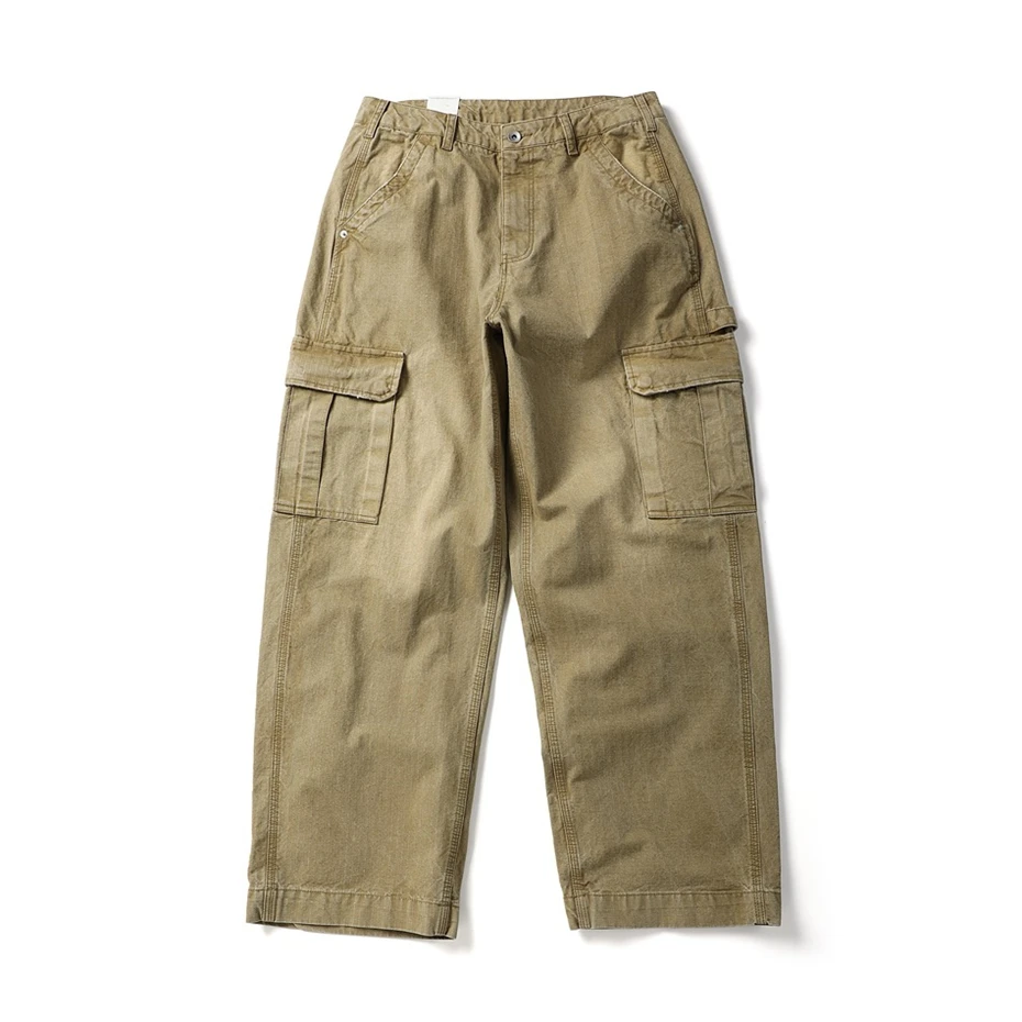Mens Pockets Cargo Pants Cotton Casual Trousers Men Streetwear Wide Leg Function Paratrooper Pant Cityboy Baggy Logging Pants