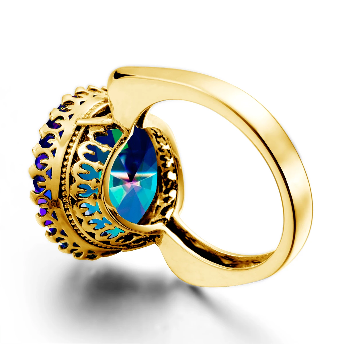 Sterling Silver 925 Mystic Topaz Ring Women With Stone 15*15mm Round Party Luxury Jewelry Birthstone Gem Gift Female On Trend