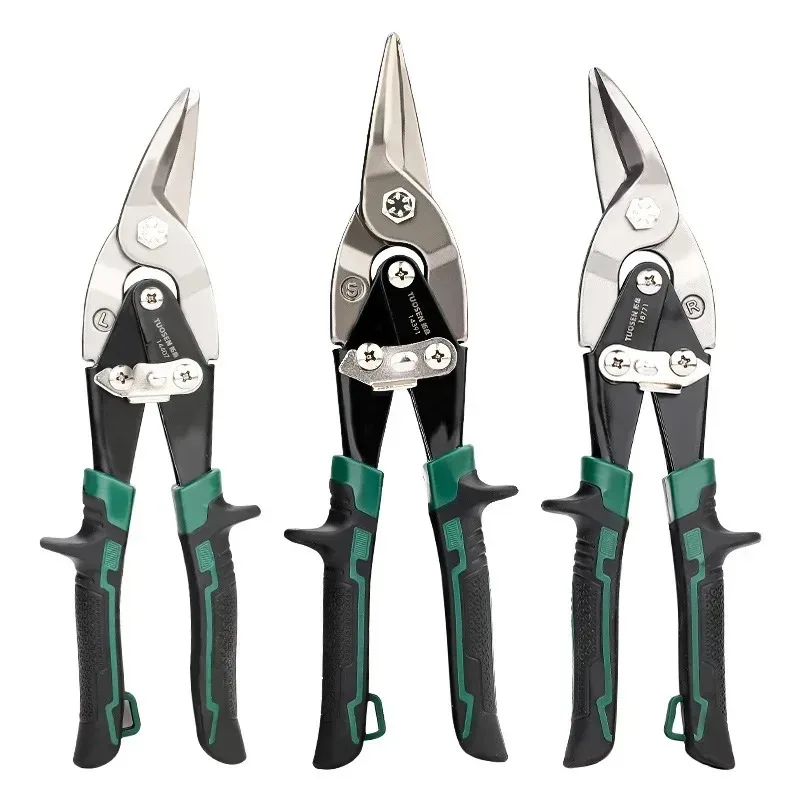 10 Inch Industrial Tin Snips, Cuts Stainless Steel Sheet Metal, Galvanized Iron with Compound Leverage for Heavy Duty Work