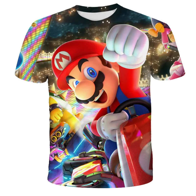 Super Mario T-shirt Boys Cartoon Top T-shirt Boys Dragon Ball T-shirt Children's Summer Short sleeved Children's T-shirt