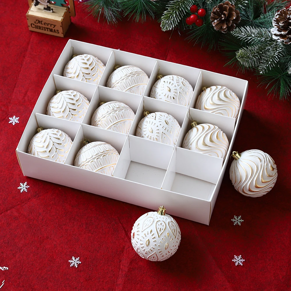 12 قطعة/المجموعة الذهب خمر كرات عيد الميلاد الحلي الذهب الأبيض شجرة عيد الميلاد معلقة المعلقات عيد الميلاد السنة الجديدة ديكور الحفلات نافيداد #1