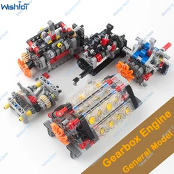 MOC 4/6 Speed Gearbox V16 Engine Manual Transmission Model M Motor AA Battery Box 8883 8881 for Building Blocks Power Functions