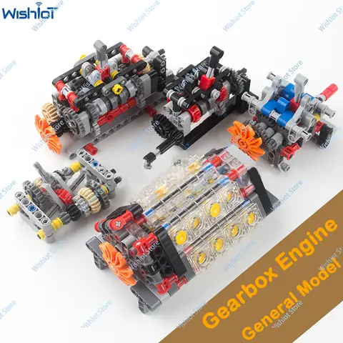 MOC 4/6 Speed Gearbox V16 Engine Manual Transmission Model M Motor AA Battery Box 8883 8881 for Building Blocks Power Functions