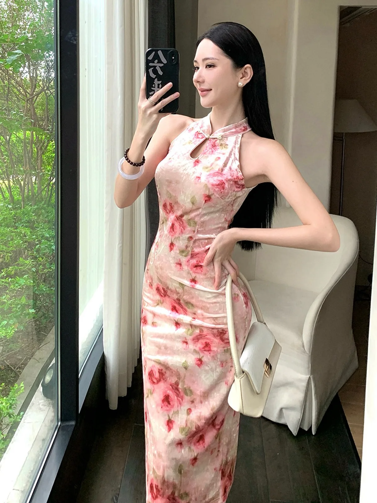 

Retro Chinese Sle Sexy Print Dr Bodycon Skirt Svel High Slit Flag Robe Dr for Young Women Daily Wear
