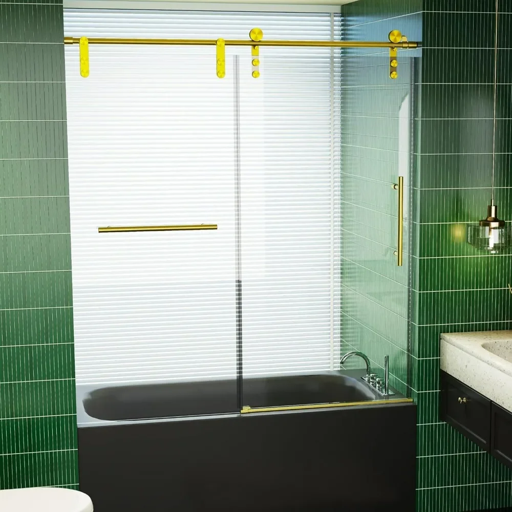 Bathroom Shower Door with Towel Rail Tub Shower Door, 56-60