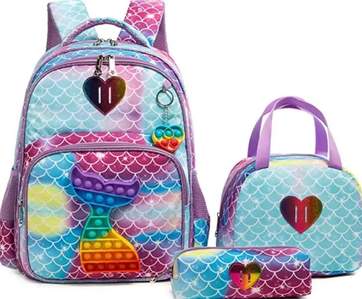 Children 3 pcs  School Backpack bag set Schoolbag student primary school bag Satchel Backpack for girl Student book Backpack bag