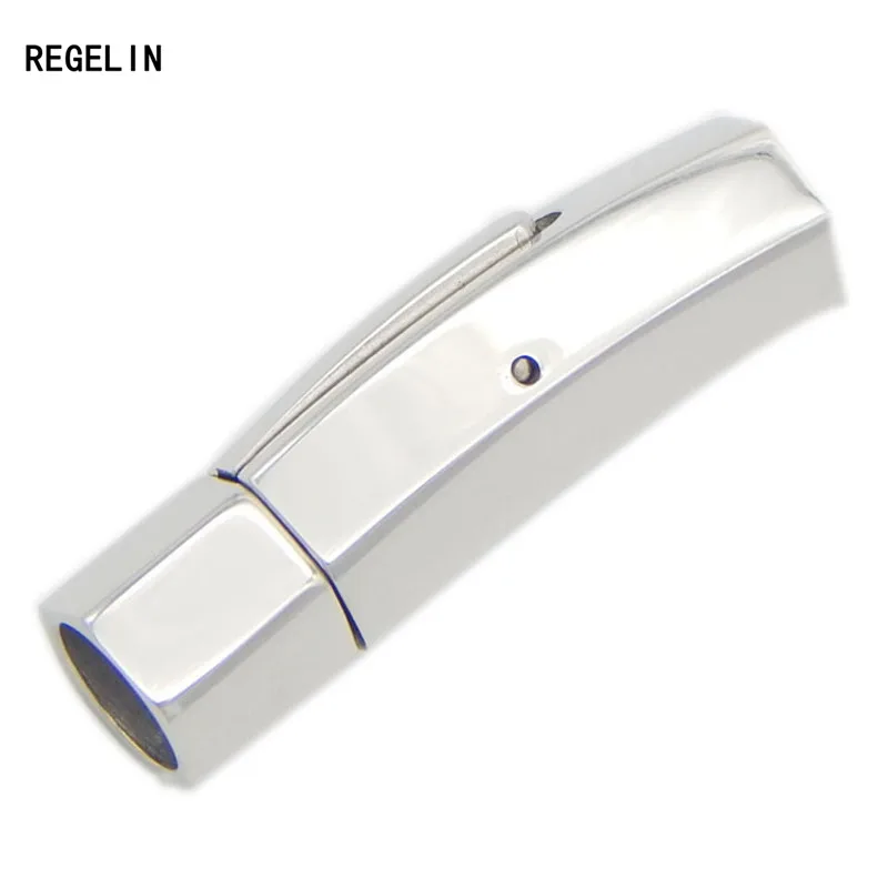 REGELIN Silver Tone 316L Stainless Steel Hexagonal Column Magnetic Clasps Hooks 3/4/5/6MM Round Leather Cord Bracelet End Clasps