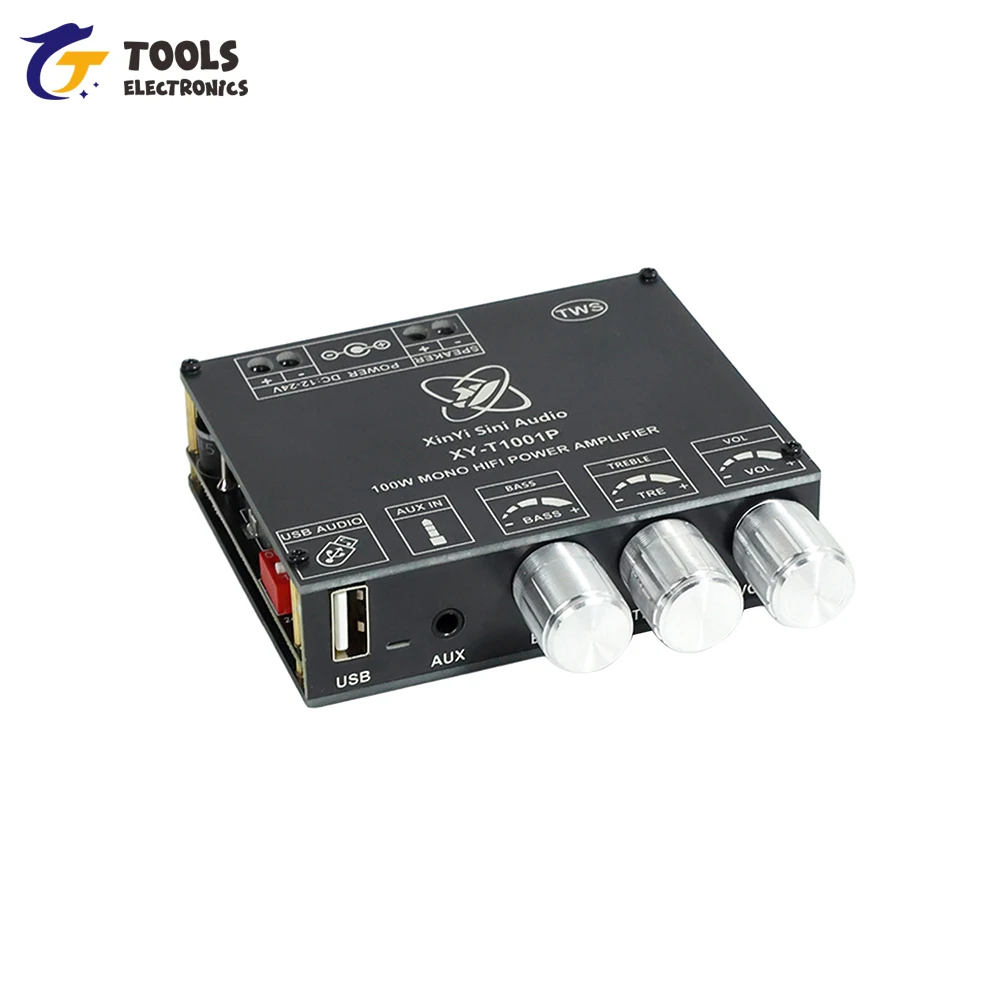 

Модуль усилителя звука T1001P DC 12-24V Mono 100W с поддержкой Bluetooth, управление через приложение, чип усилителя TPA3116, поддержка TWS
