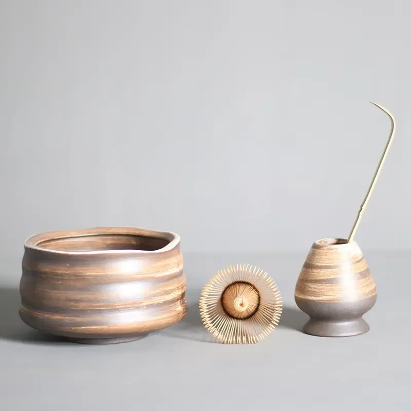 Japanese Style Rough Ceramic Pottery Matcha Tea Set Including Song Dian Tea Set Japanese Matcha Bowl Baiben Tea Mixer