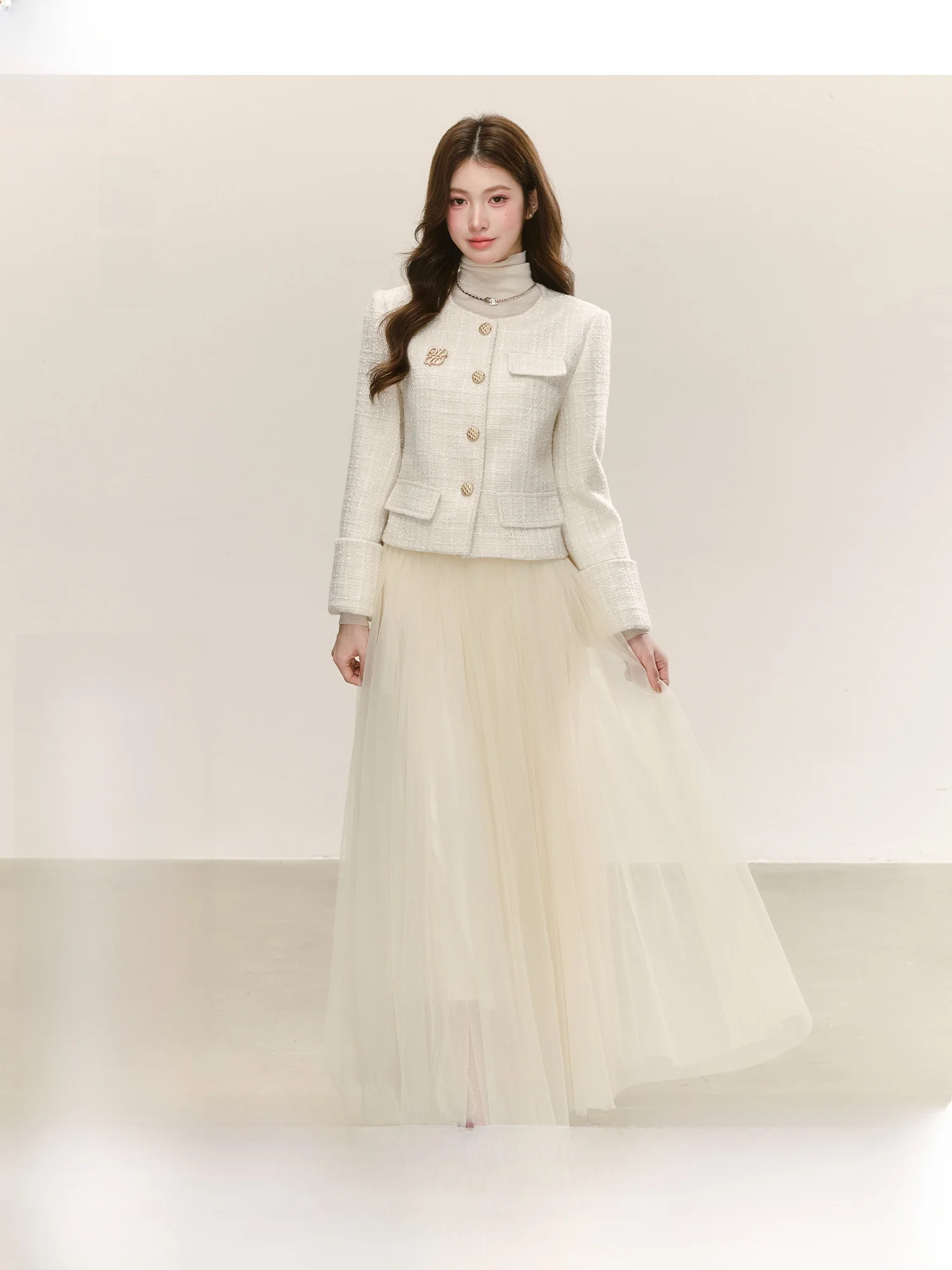 

Elegant Atmosphere High Waist A-Line Long Skirt QDQD Polyester Fiber Casual Style Women's Premium Quality Mesh Skirt