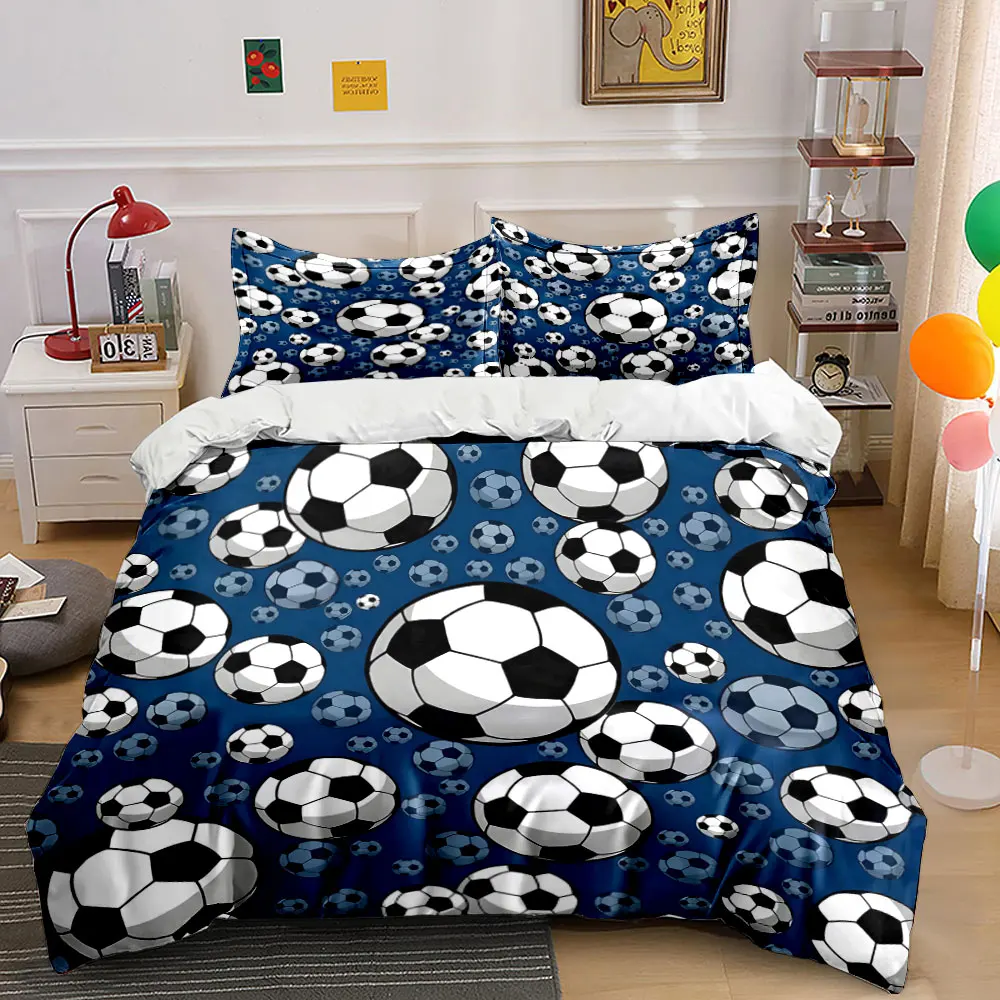 

Soccer Print Bedding Set Decor Multiple sizes kid's and adults' bedroom Exquisite 3PC bedding set, gift