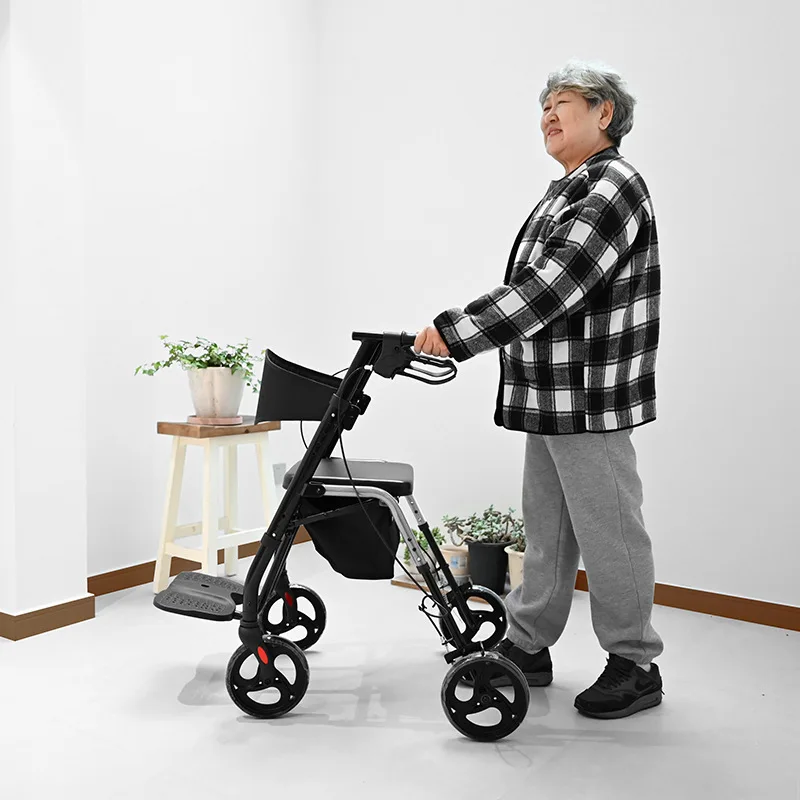 Hand Wheelchair Folding Portable Elderly Disabled Wheelchair Transportation Walker