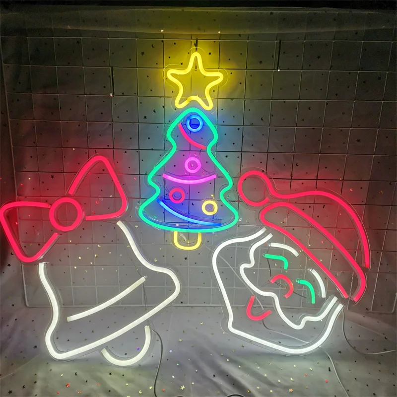 Luz de neón de Papá Noel, lámpara de señal LED, decoración navideña, luces nocturnas para Festival, Fiesta, habitación, tienda, regalo para niños,