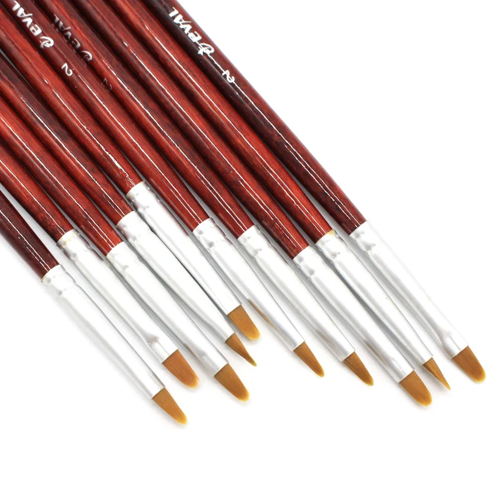 10 pcs Professional Color Red UV Non-corrosive Gel Drawing Pen Brush For Manicure DIY Nail Art Tool Oval Gradient Paint Brush