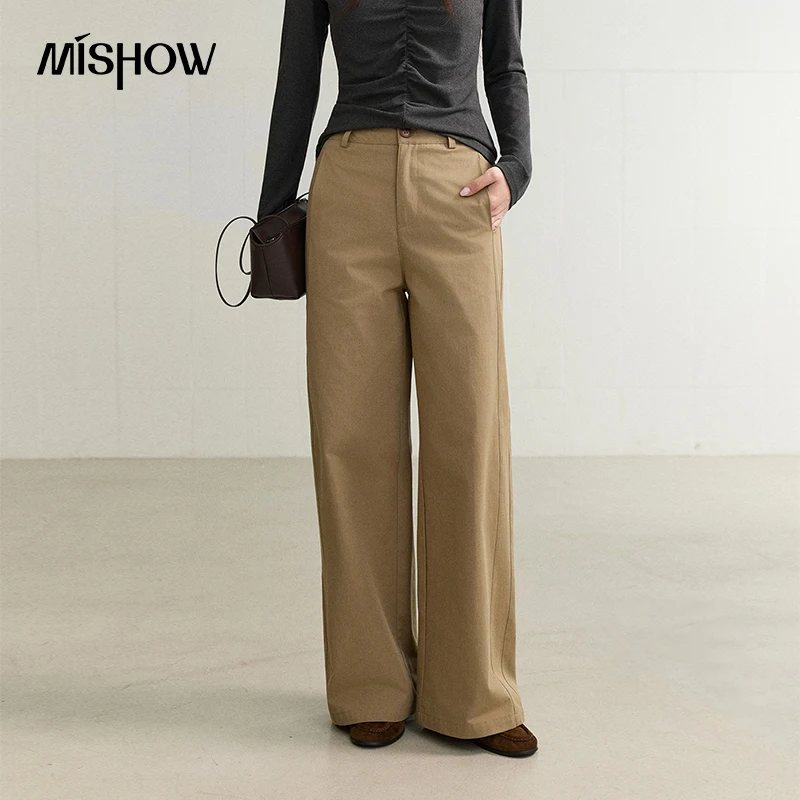 MISHOW Korean Petite Pants for Woman High Cotton Content Designer Straight Leg Daily Trousers 2026 New Fall Clothes MXF44K2769