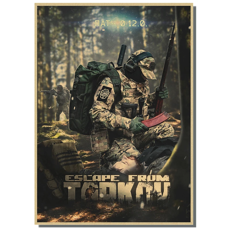 Video Game Escape From Tarkov Solider Kraft Paper Poster Wall Artwork Print Painting Home Modular Pictures Room Decor