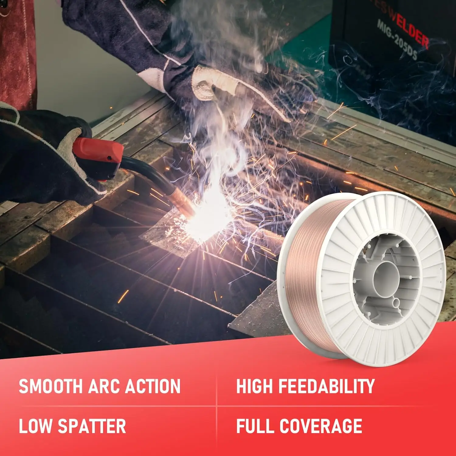 Drut spawalniczy ze stali węglowej Mig Solid Wire ER70S-6 o średnicy 0,035 cala, szpula 44 funty.