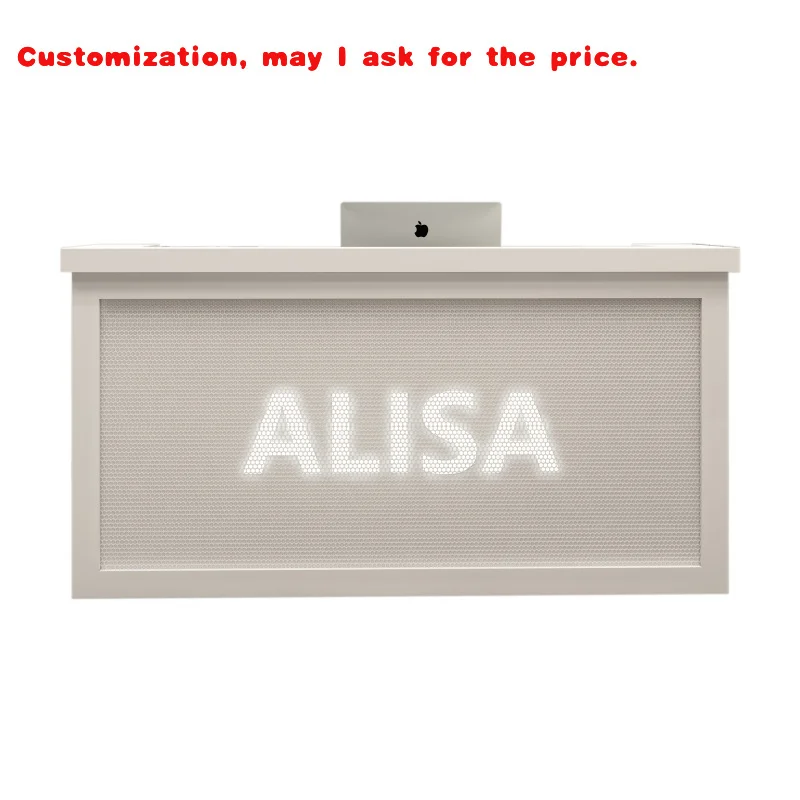 

custom.Custom Led Light Wooden Salon Front Desk Reception Counter, Hotel Company Office Furniture Reception Desks