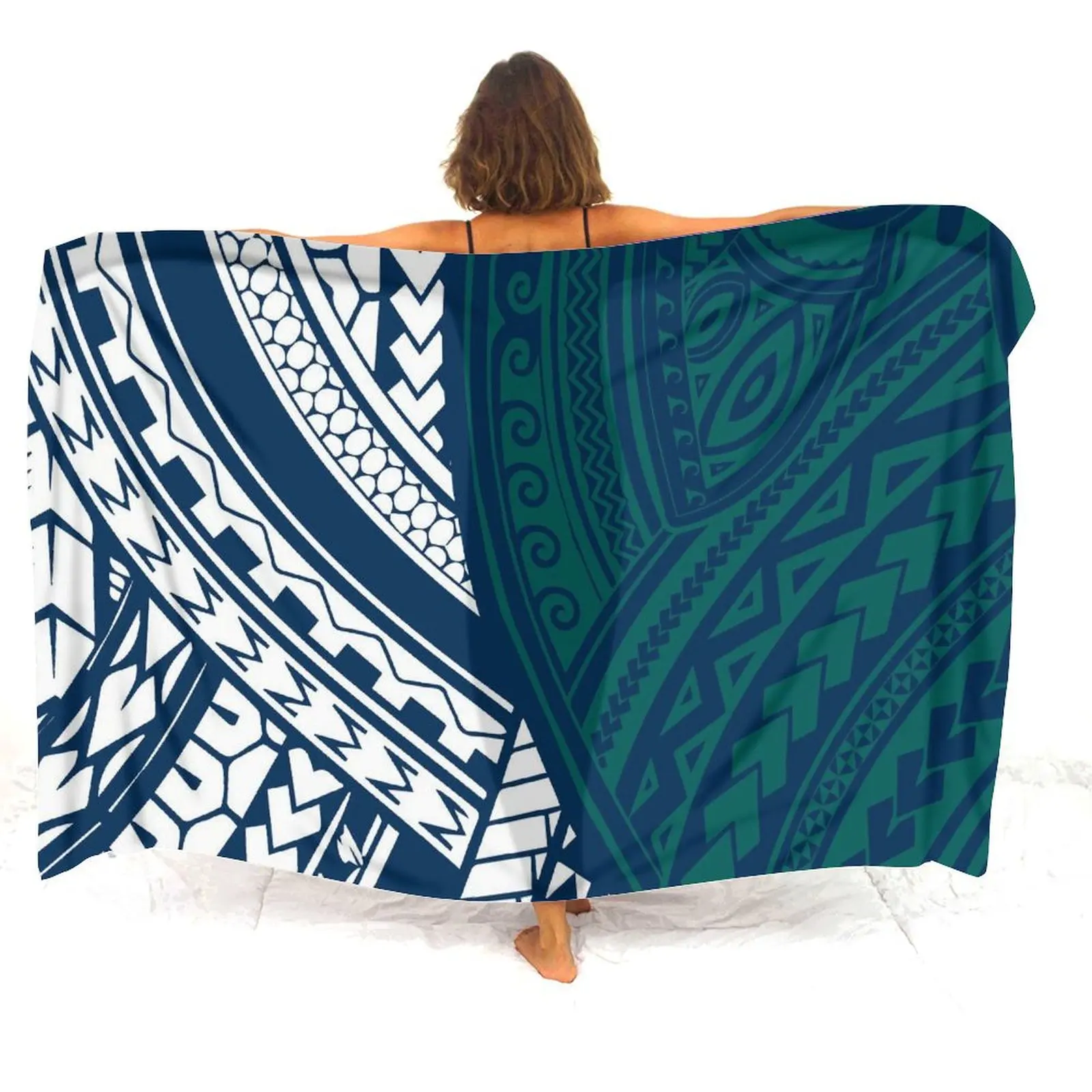 تنورة شال بولينيزية بنمط السرخس قابلة للتخصيص للنساء خفيفة الوزن من منتجع الغابة الاستوائية من Ember Sarong