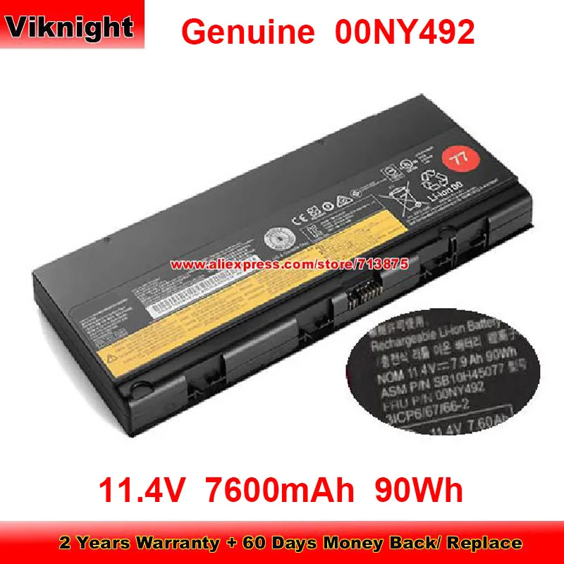 Genuine 00NY492 Battery SB10H45077 for Lenovo ThinkPad P50 P51 20HHA005CD 01AV477 SB10H45075 00NY490 00NY491 01AV476 11.4V 90Wh