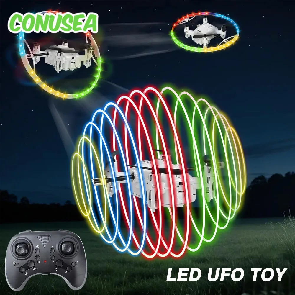

LED UFO Toy Dron Mini Stunt Drone 360 Rolling Remote Control Racing Drones With Cool Light Rc Helicopter Aircraft Toys Boys kids