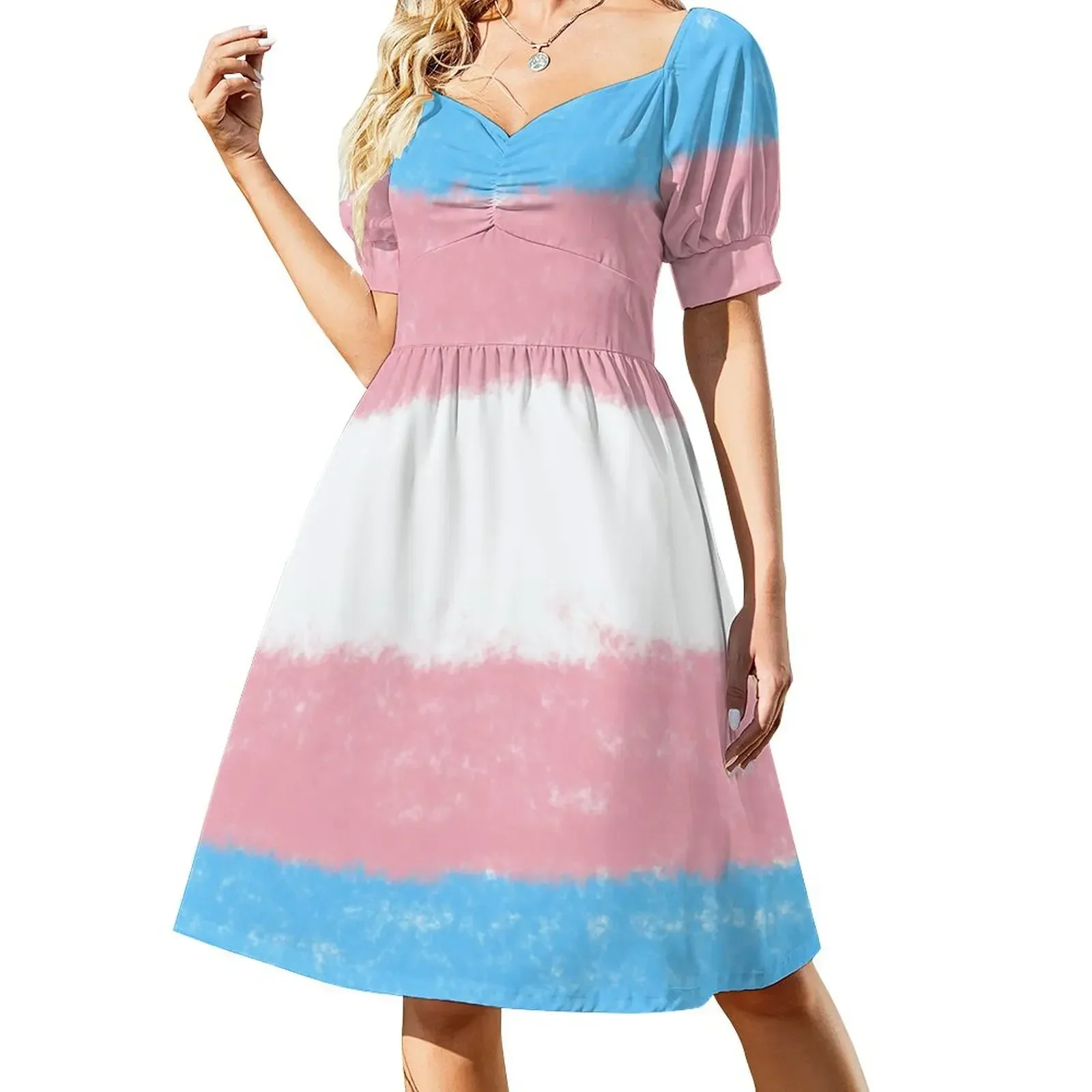 

Transgender Pride Flag (Spraypaint) Short-Sleeved Dress evening dress Dress vintage elegant women's dresses for wedding