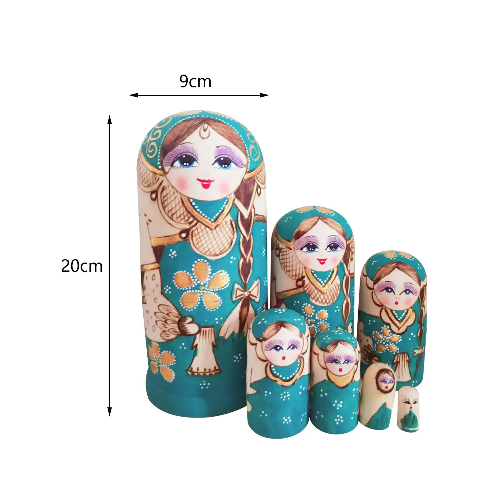 7x Wooden Russian Nesting Doll Wood Stacking Nested Set for Table Halloween