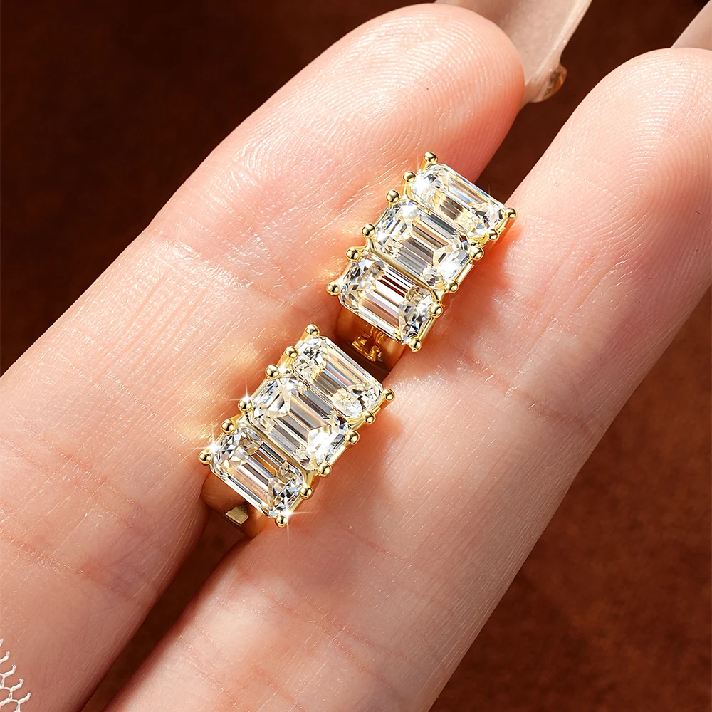 Lnkry Certified 0.8ct Emerald Cut Moissanite Earring Exquisite 14k Gold Filled Circel Earrings For Women Brilliant Wedding Jewel